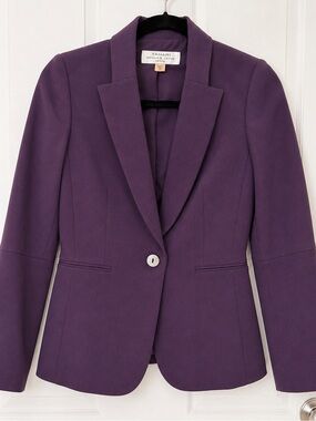 Tahari Arthur S. Levine Petite Purple One Button Career Blazer Jacket Size 2P